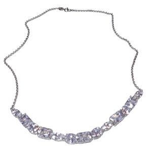 NIP FAS Sterling Silver 925 & CZ Necklace Chain Link Oval Circle Rectangle